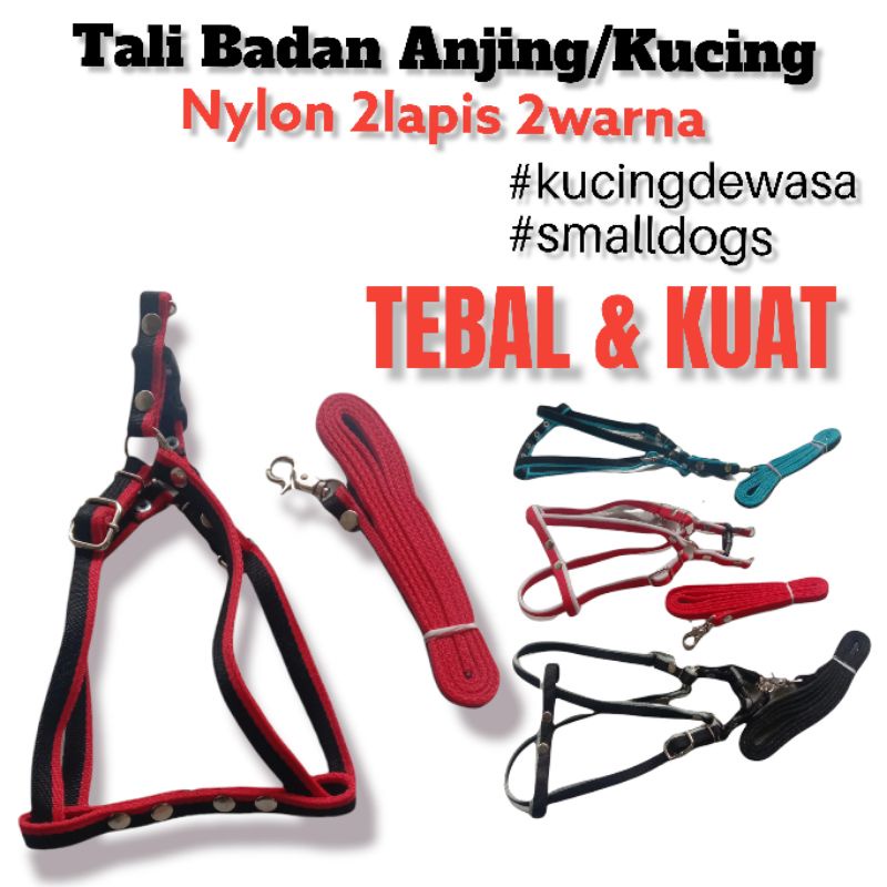 HARNESS BADAN ANJING TRAH KECIL TALI BADAN KUCING DEWASA KUCING ANGGORA NYLON TEBAL KUAT MOTIF 2WARN