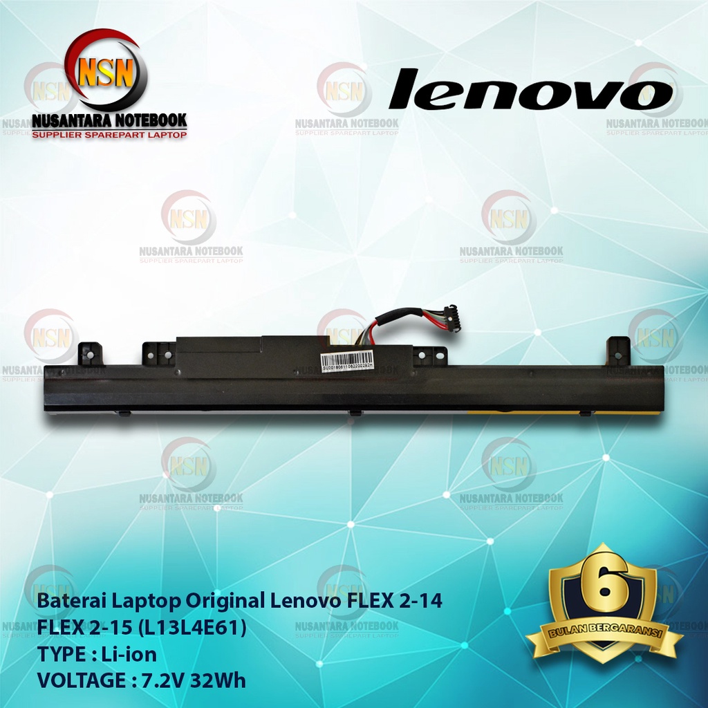 Baterai Laptop Original Lenovo FLEX 2-14 FLEX 2-15 L13L4E61/L13L4A61