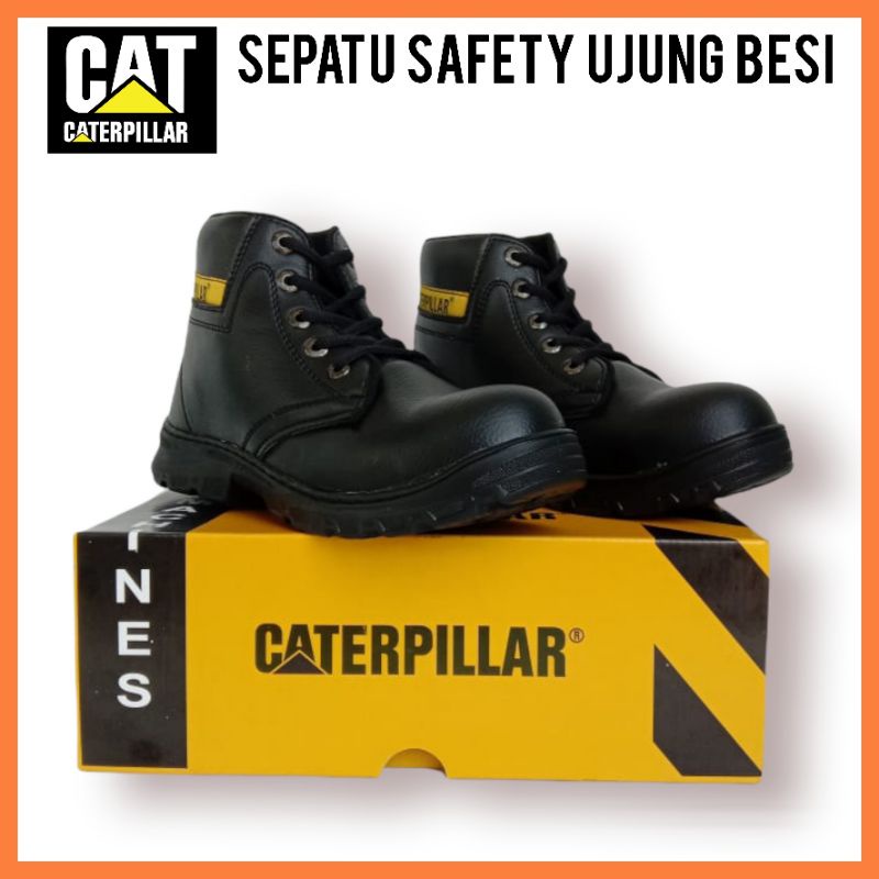 SEPATU SAFETY KERJA PROYEK PABRIK UJUNG BESI / SAFETY SHOES CATERPILLAR PRIA DAN WANITA / SEPATU KERJA CAFE RETORAN SPBU POM BENSIN ANTI SLIP / SEPATU BOOTS SAFETY MOTOR TOURING MOGE COWOK CEWEK