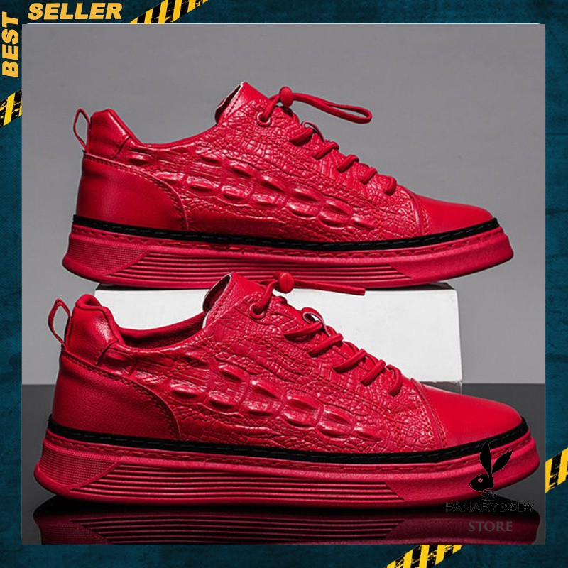 SEPATU SNEAKERS IMPORT CINA SEPATU KASUAL PRIA MOTIF CROCODILE SEPATU COWOK HIGH QUALITY ORIGINAL