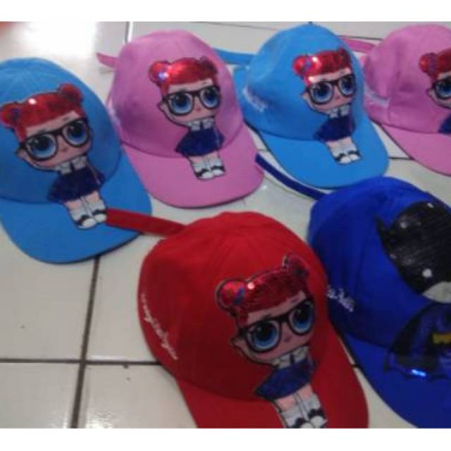 topi anak led LOL/SUPER HERO pake nama