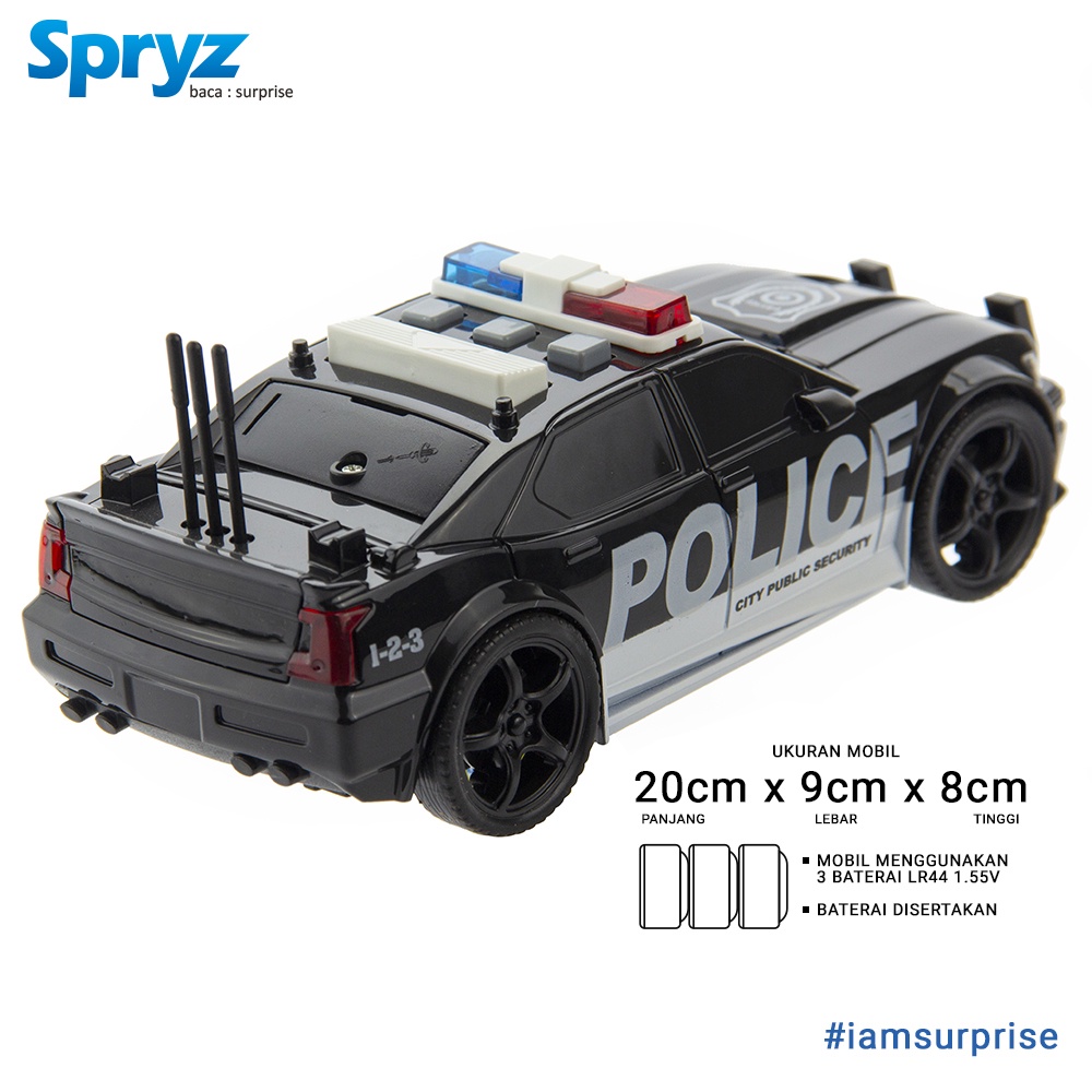 Spryz Citysquad Mainan Mobil Polisi 1:20 dengan Mesin Friction, Lampu &amp; Suara