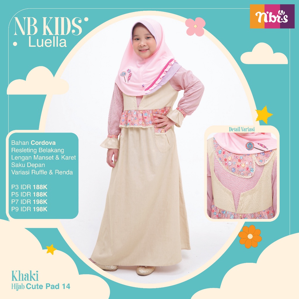 NIBRAS GAMIS ANAK NB KIDS LUELLA Bahan Cordova Gamis Anak Model Terbaru