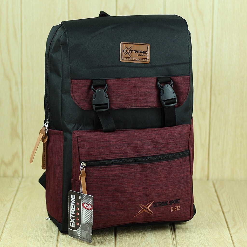 Tas Ransel Gendong Cewe Cowo Distro Extreme Merah Tua Kece Stylish