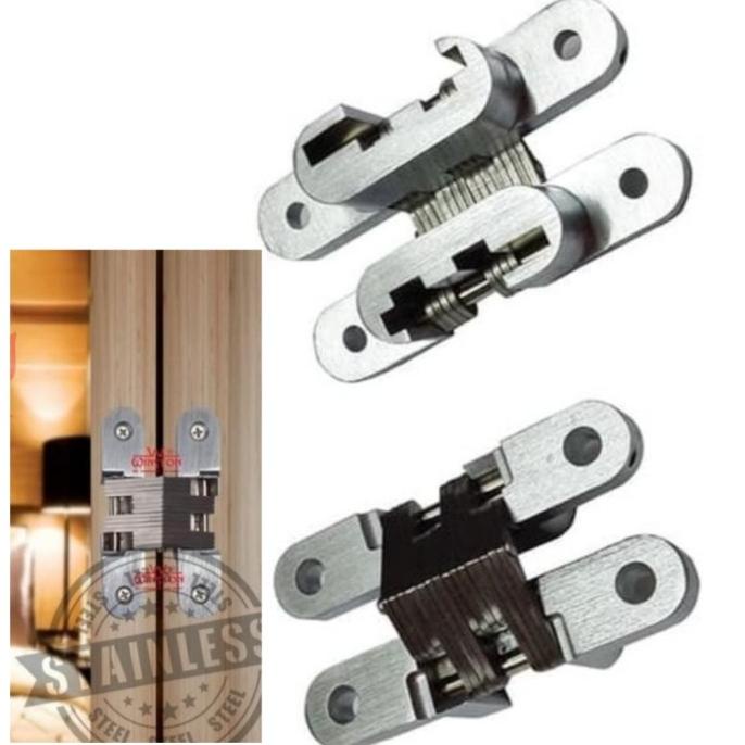 Engsel lipat tanam engsel pintu kayu 95mm stainlis invisible