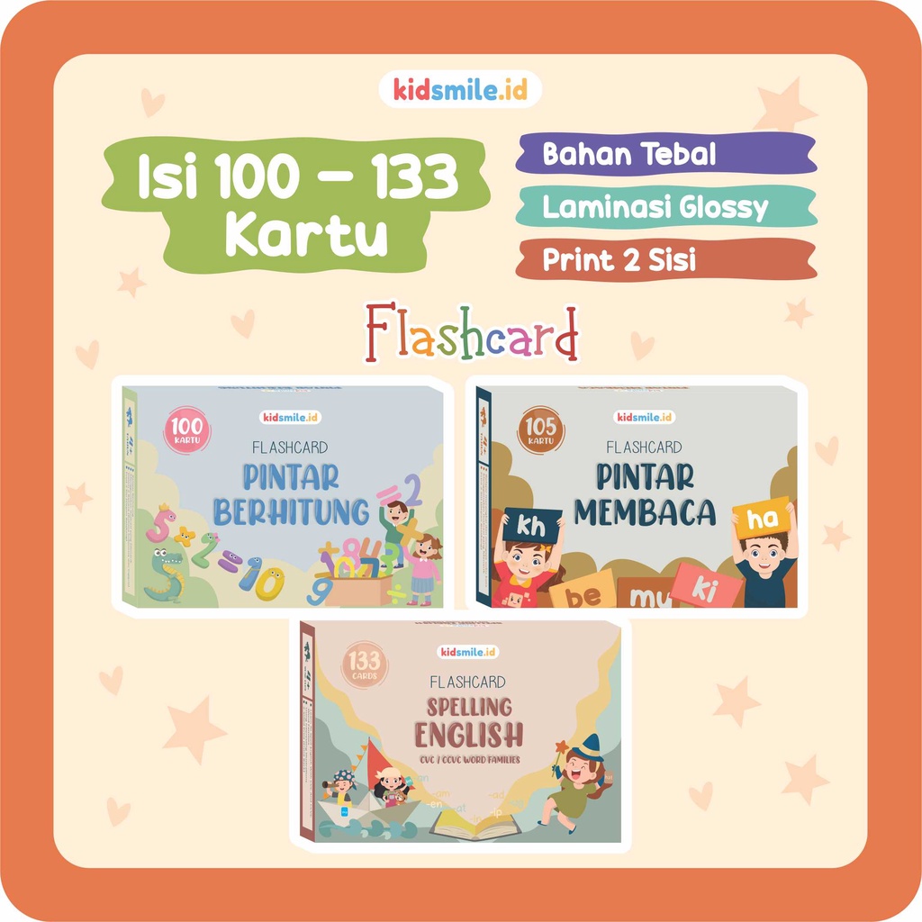 Flash Card Pintar Membaca Berhitung Spelling English Flashcard Suku Kata Mainan Edukasi Kidsmile