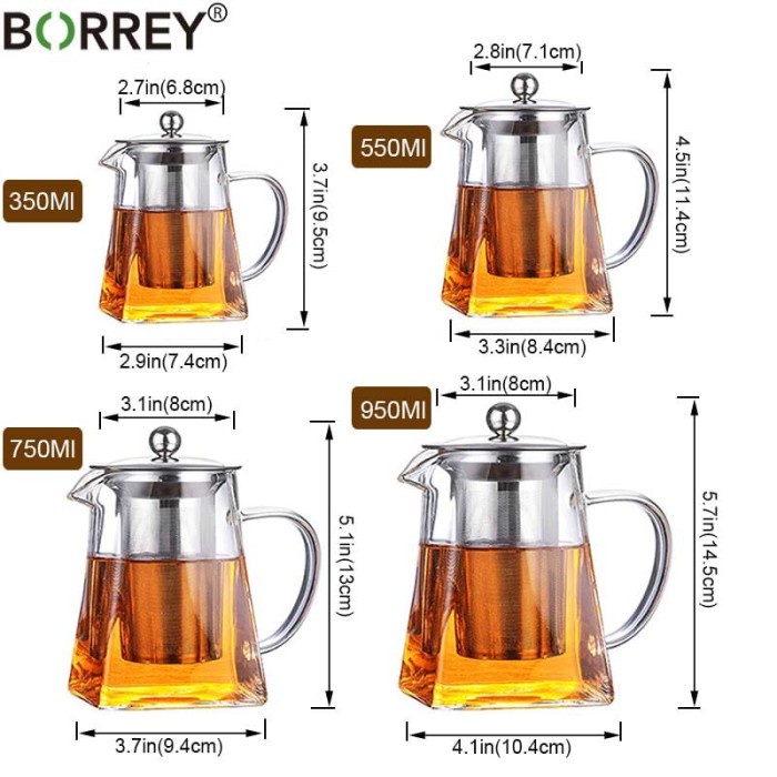 

DISKON - (BISA COD) Teko Pitcher Teh Chinese Teapot Maker Borosilicate Glass - 550ml square
