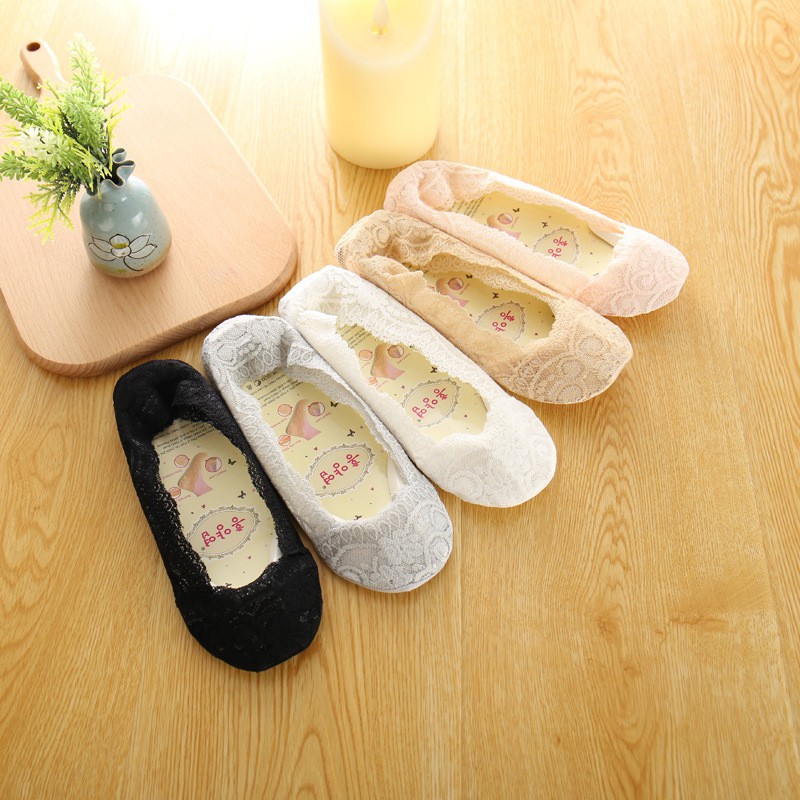 5 Pasang Kaos  Kaki  Invisible Anti  Slip  Bahan Lace Shopee 