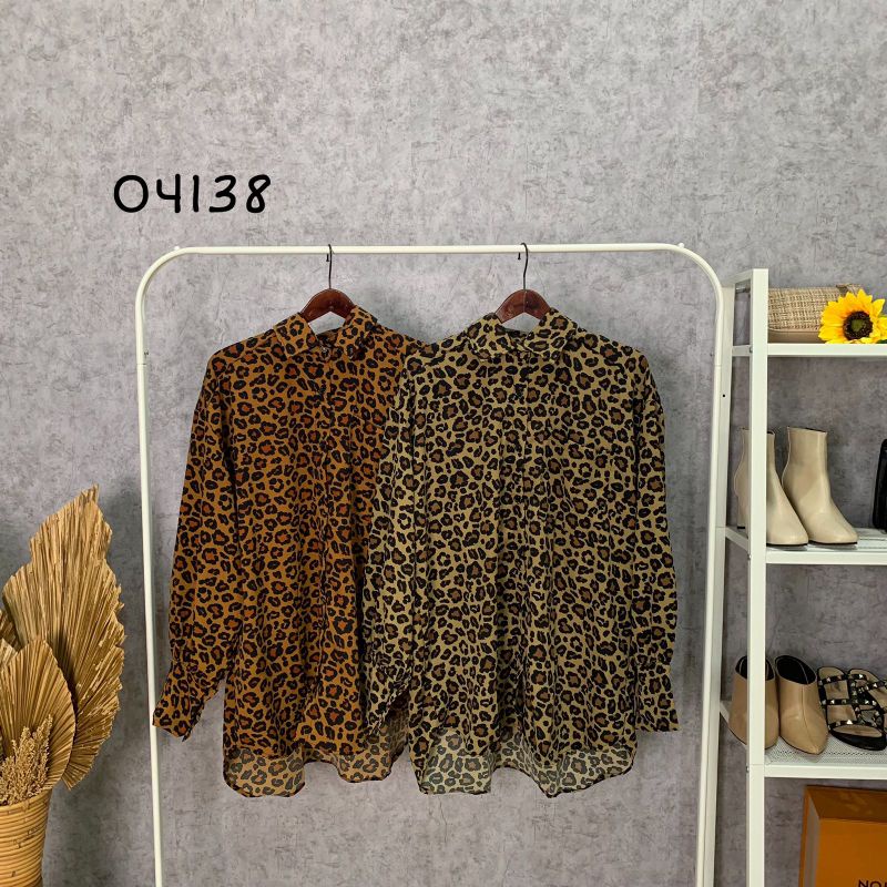 KEMEJA PANJANG WANITA L30PARD 2W MOTIF MACAN PREMIUM KEMEJA WANITA LENGAN PANJANG