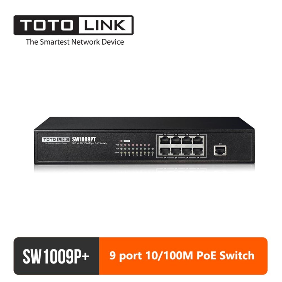 TOTOLINK SW1009P PLUS - SWITCH (POE)+8-Port 10/100Mbps Fast Ethernet