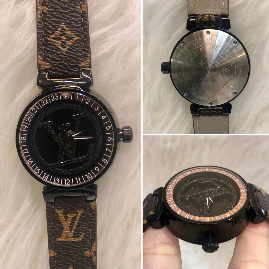 Flash Sale Jam Tangan Wanita Lv Putar Black Brown Garansi 1th