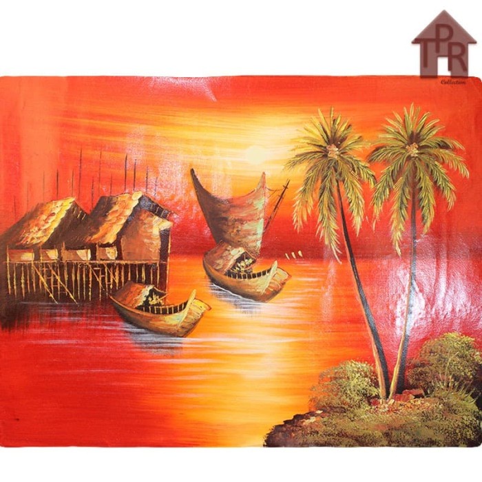 Lukisan Canvas - Bali Nelayan Sunset 60x80cm.