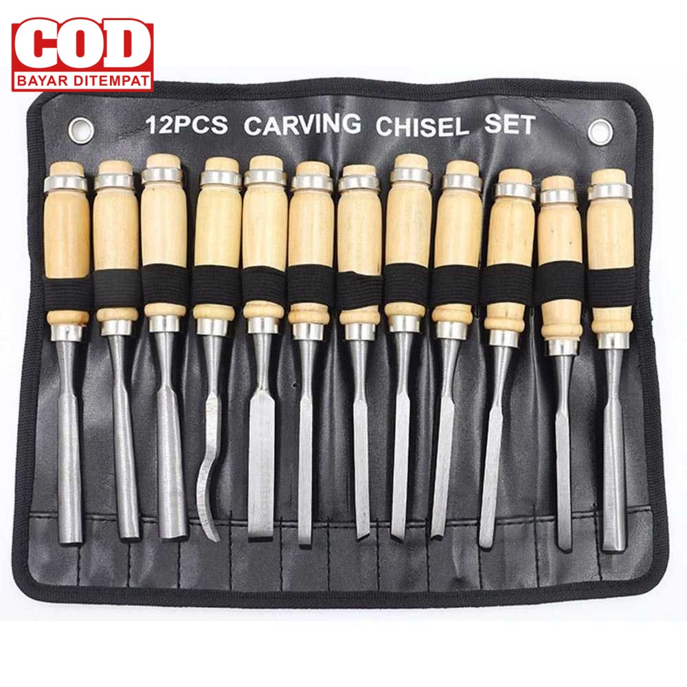 

(BAYAR DI TEMPAT) Set Pisau Ukir Pahat Kayu 12 in 1 Wood Carving Art Knife - OE12