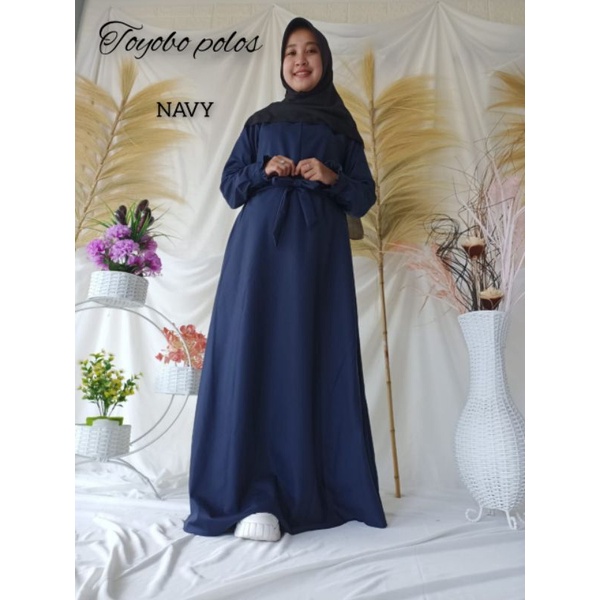 GAMIS TOYOBO PEMDA KEKI WARNA DARK PNS S M L XL XXL dan XXXL-Navy gamis