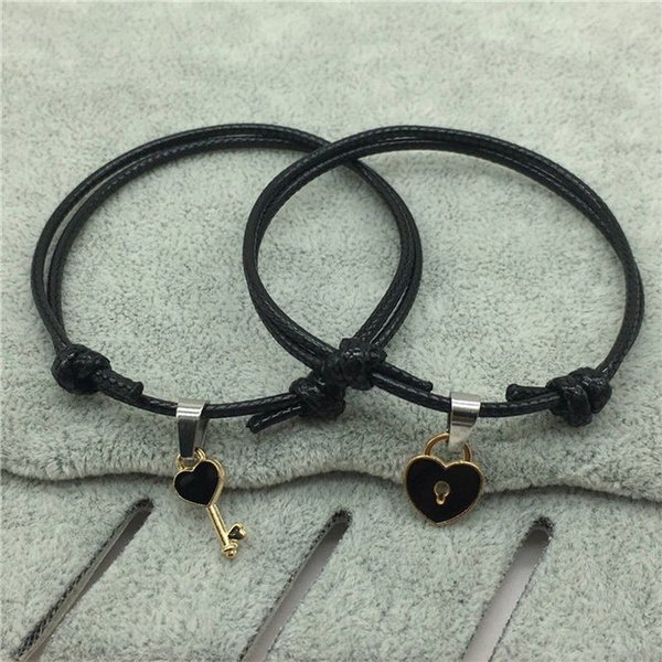 2 Pcs Pasangan Gelang Kunci Cinta Kunci Couple Gelang Perhiasan Hadiah