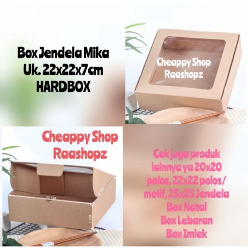 Pudding Box 22x22 x7cm Box Kue Bolu Box Jendela Mika Box Natal Box Lebaran Box Nasi 22x22 Kotak Nasi