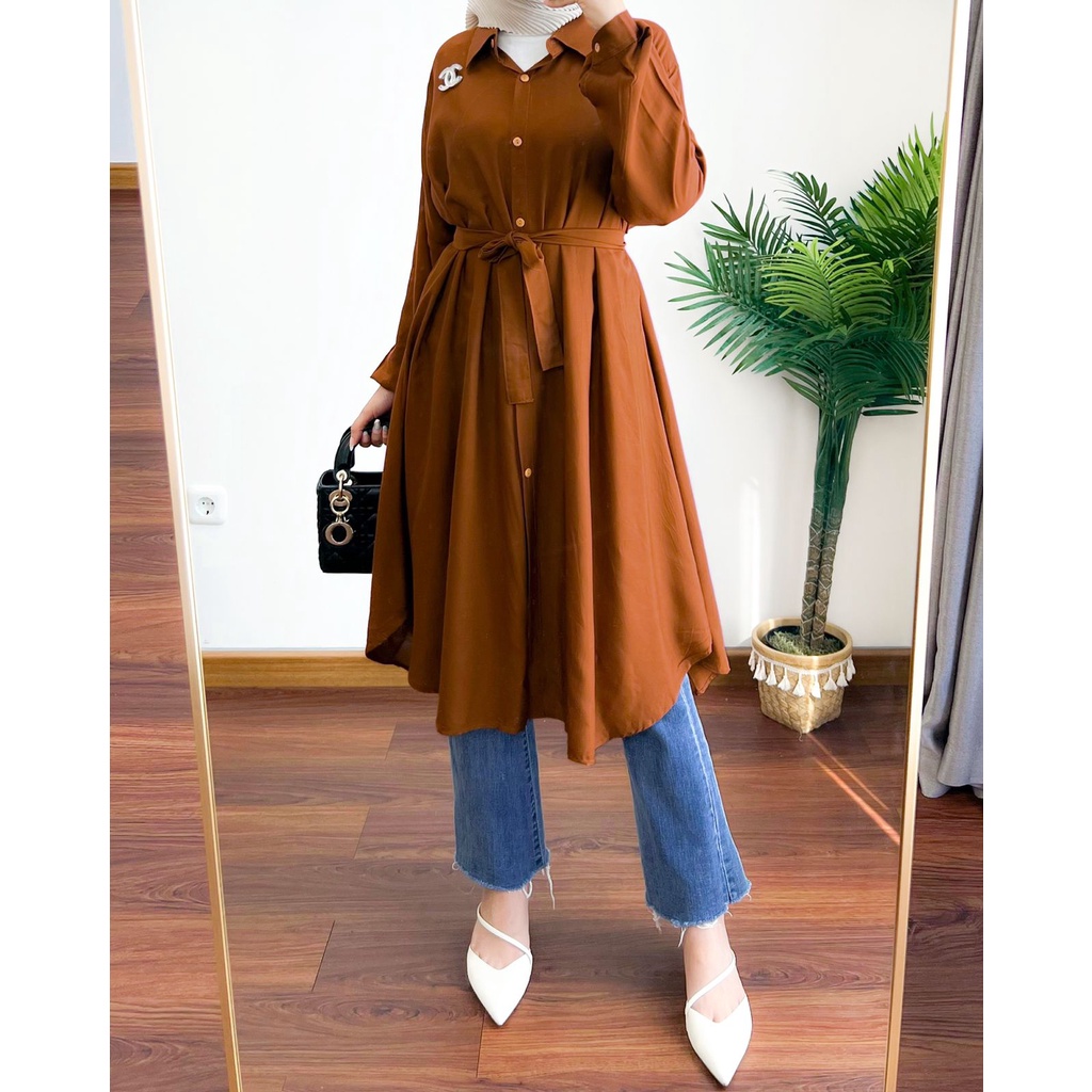 NEW- Salma Tunik JUMBO LD 120 / ATASAN WANITA BAHAN ADEM RAYON / TUNIK TERBARU / ATASAN TUNIK TERMURAH / TUNIK POLOS  / Kemeja Atasan Wanita OVERSIZE Lengan Panjang Bahan Cotton Crinkle