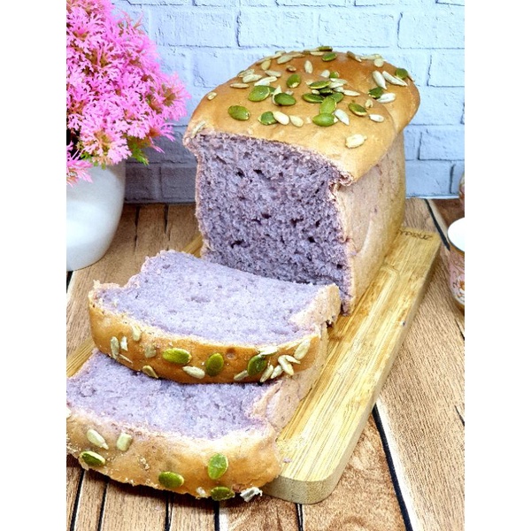 

Roti Vegan Gandum Utuh Whole wheat Bread Ubi Ungu / Healthy Bread