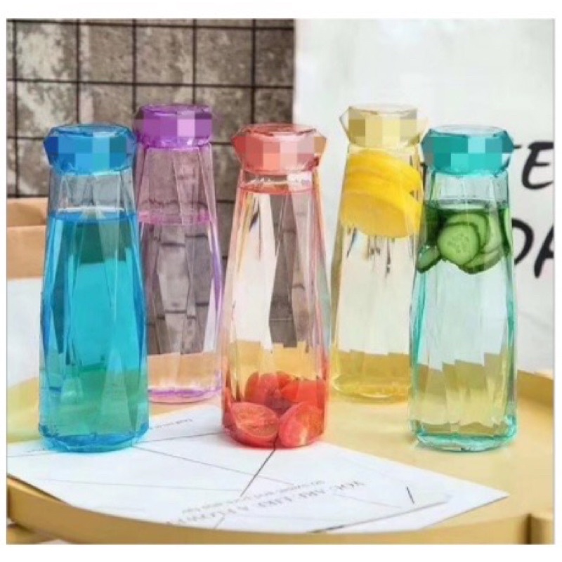 DIAMOND GLASS BOTTLE 350 ML / BOTOL MINUM KACA KRISTAL