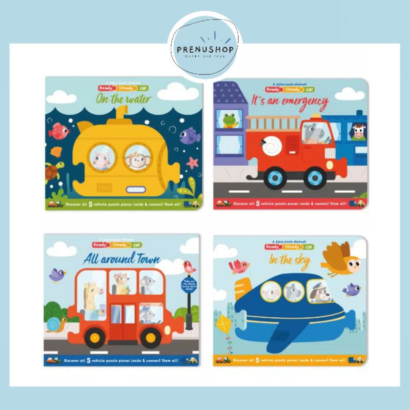 Board Book with Puzzle Ready Steady Go In the Sky, On the Water, All Around Town & It's an Emergency