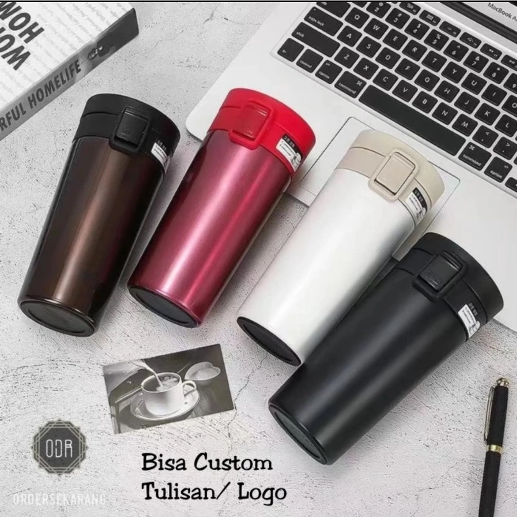 TRAVEL MUG GELAS CANGKIR KOPI COFFEE TERMOS THERMOS STAINLESS STEEL TAHAN PANAS CUSTOM GRAFIR LASER LOGO TULISAN BRAND MERK KOMUNITAS KADO HADIAH GIFT SOUVENIR PERNIKAHAN WEDDING TUNANGAN HAMPERS ENGAGEMENT