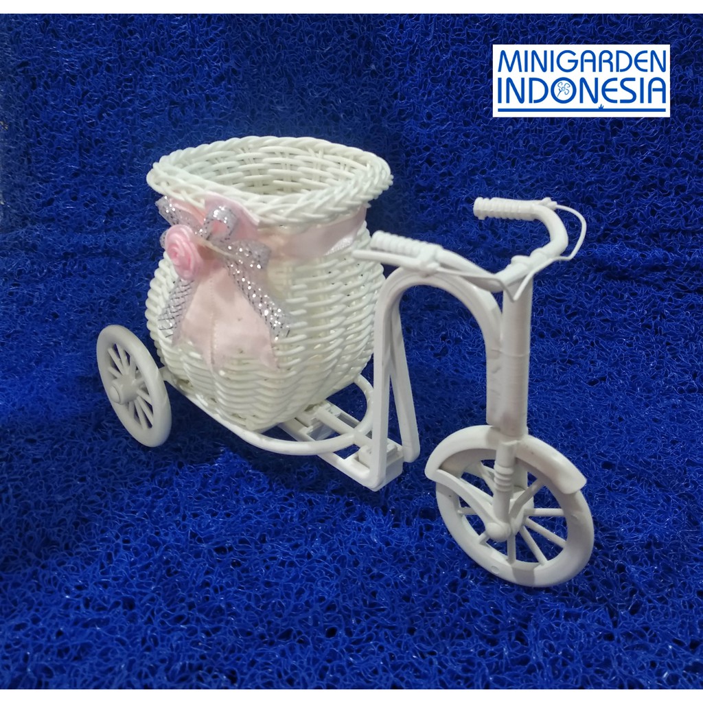 vas bunga shabby chic Souvenir keranjang sepeda MGI 05 suvenir wedding pot bunga artificial plastik