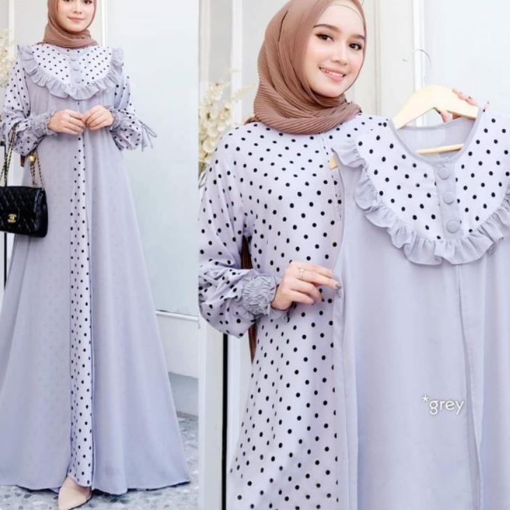 Syabina set gamis rompi  ceruty babydoll polka/ set Gamis rompi  / set gamis rompi ceruty /set gamis