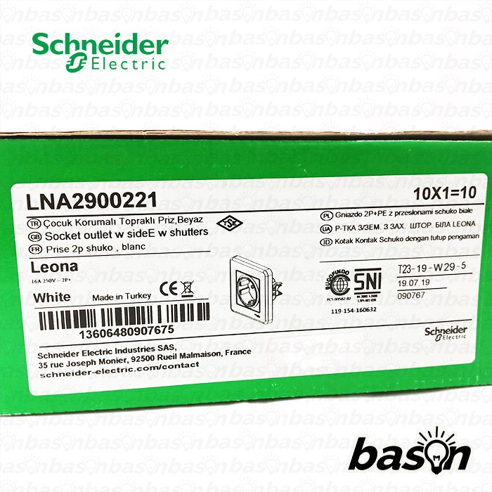 SCHNEIDER Leona Schuko CP 16A Socket - Stop Kontak dengan Shutter