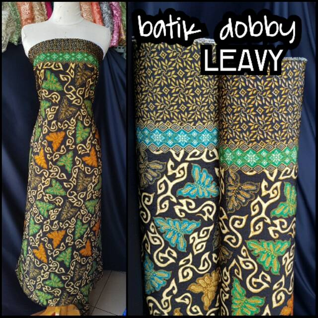 Kain Batik semi sutera dobby leavy / kain batik meteran dasar hitam