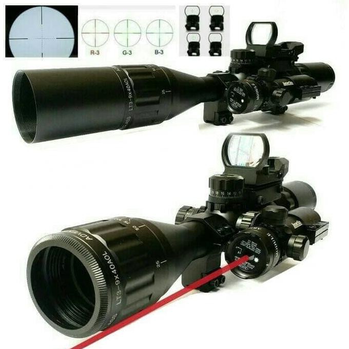 TELESCOPE RIFLESCOPE SNIPER 3-9x40 RED LASER HOLOGRAPHIC SIGHT SCOPE