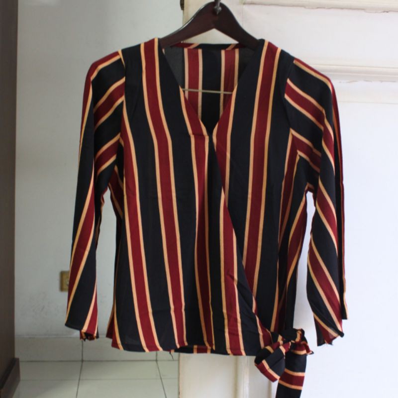 Baju Garis garis atasan wanita pita