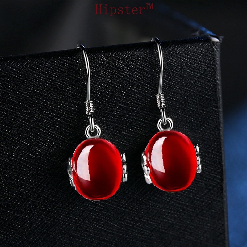 Fashion Hot Vintage Colored Gemstone Silver Stud Earrings