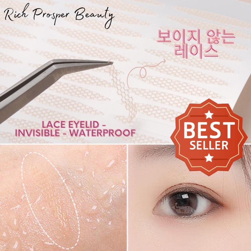 INVISIBLE EYELID VEIL 1 lembar isi 6-24pasang - AQUA SCOTT Lace Eyelid Sticker - Eyelid Veil