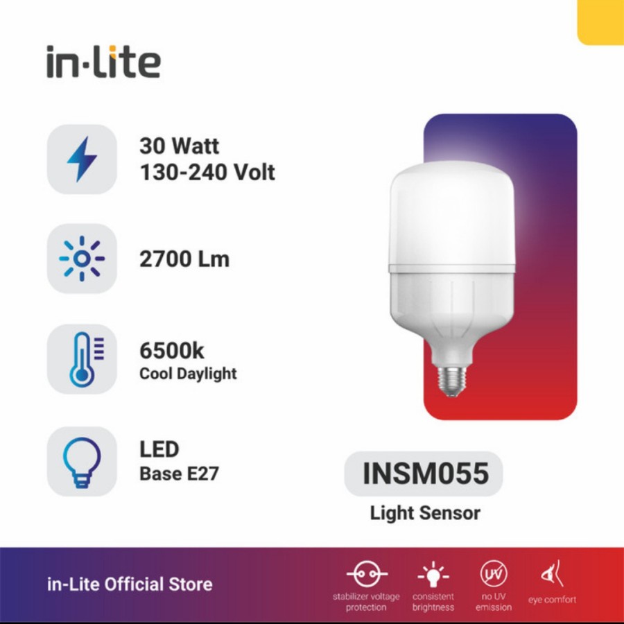 INLITE Lampu Sensor LED 30w INSM055 Lampu Sensor Capsule Inlite 30 Watt