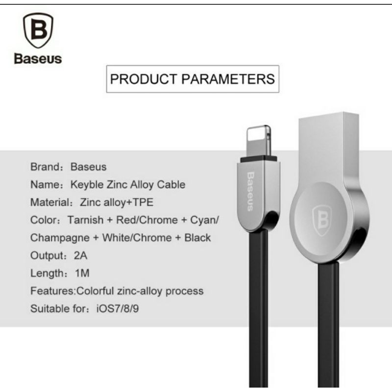 PROMO Baseus Zinc Alloy Cable Kabel Data Lightning For I PHONE IP iP-ad 1M