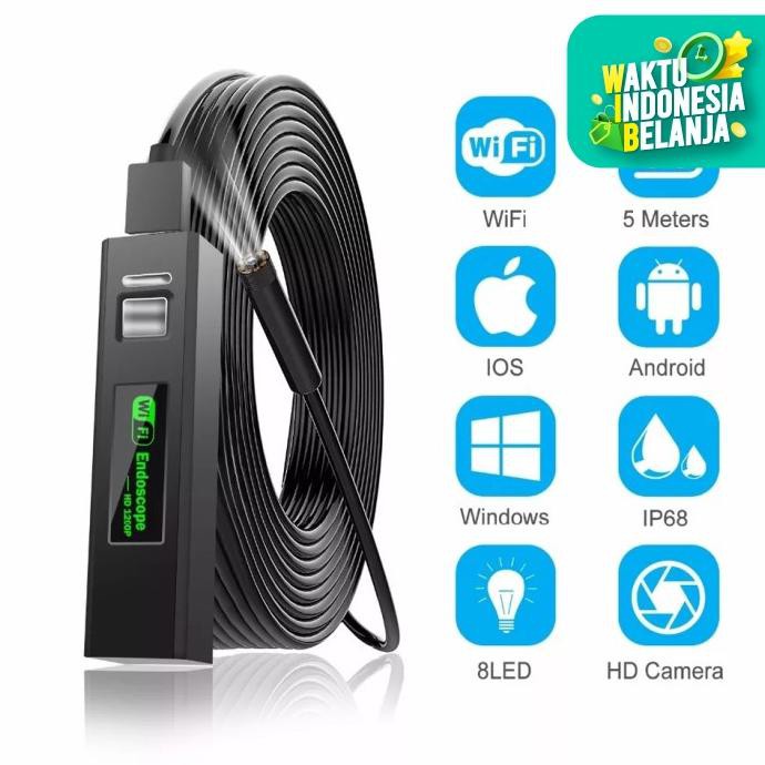 KAMERA ENDOSCOPE ANDROID 5 METER CAMERA MINI TERSEMBUNYI WIFI PENGINTAI KECIL WATERPROOF HD JS24