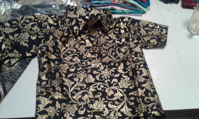 Kemeja Batik Anak Bakung Mutiara Gold/hem Anak Lengan Pendek Laki-laki Usia 1-10 Tahun