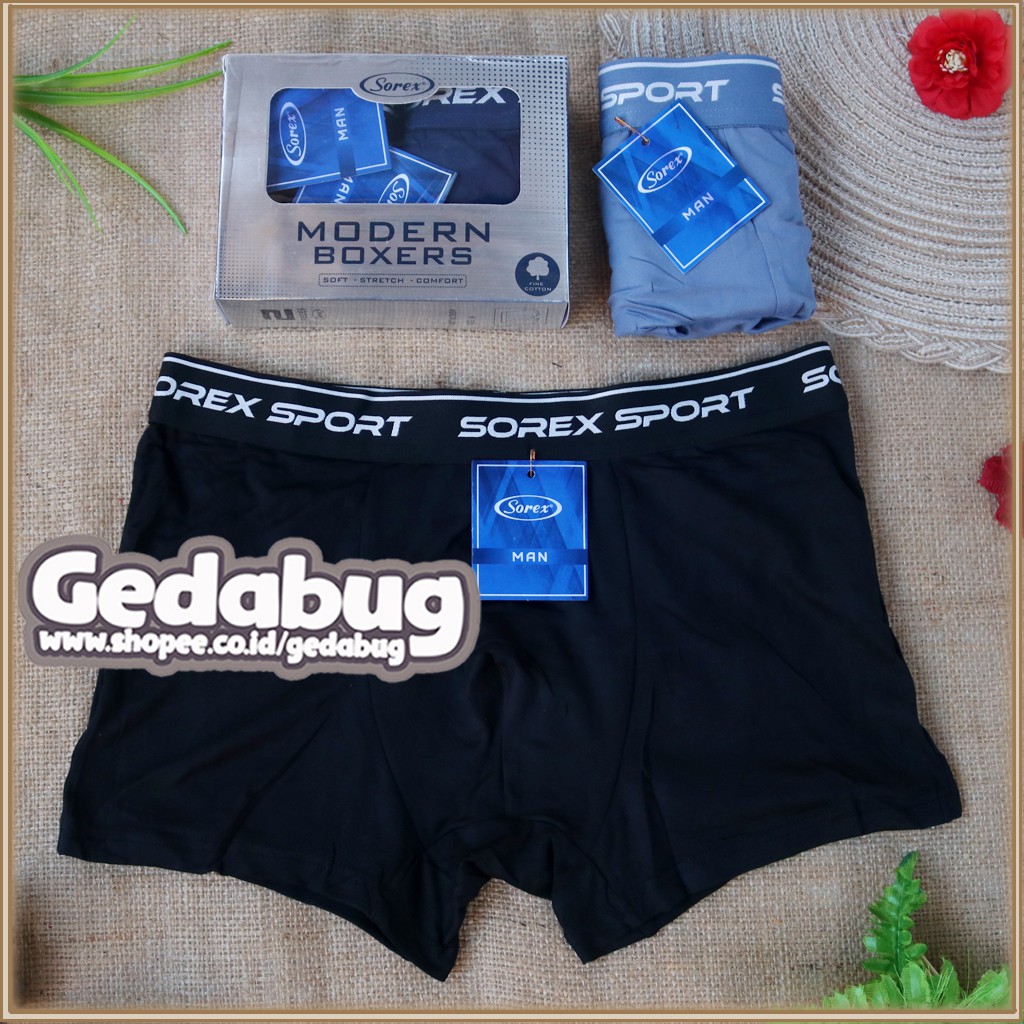 2 Pcs - CD Boxer Pria Sorex M3904 | Celana dalam pria dewasa Super Soft &amp; Nyaman dipakai | Gedabug