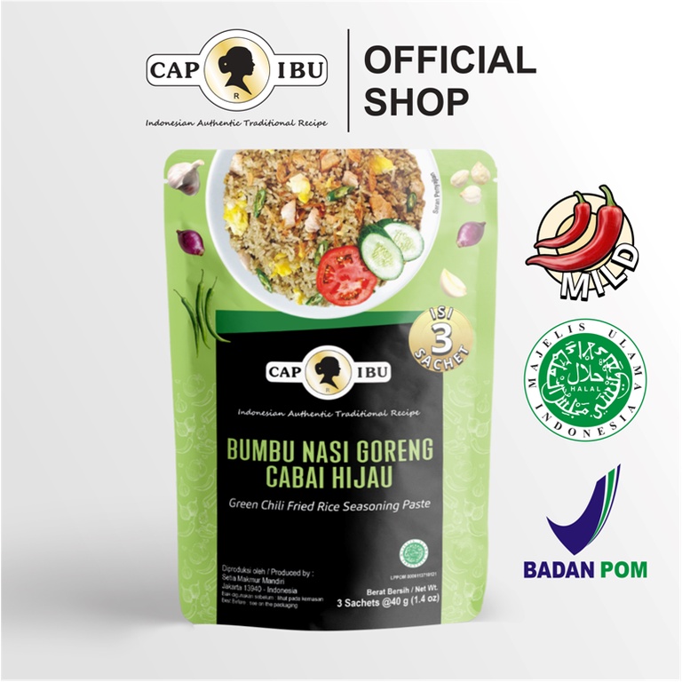 CAP IBU Bumbu Nasi Goreng Cabai Hijau Pouch Sachet 40g x 3 pcs