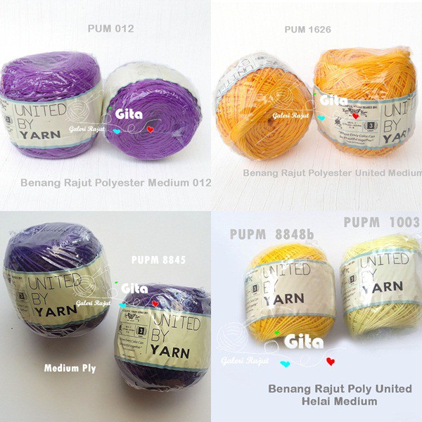 Benang Rajut Polyester Medium United By yarn