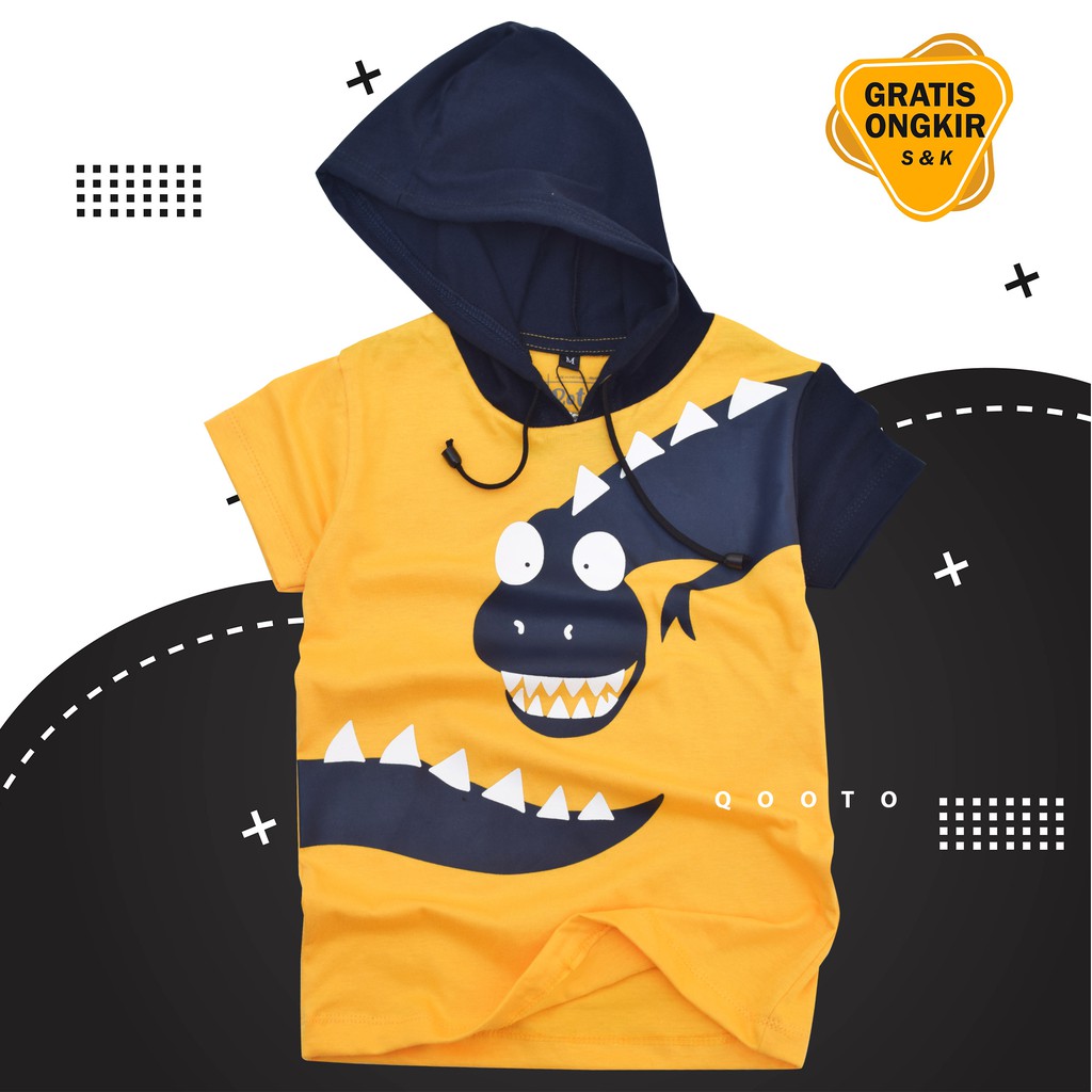 Rotebox kaos hoodie anak laki laki umur 1-12 tahun sablon dino