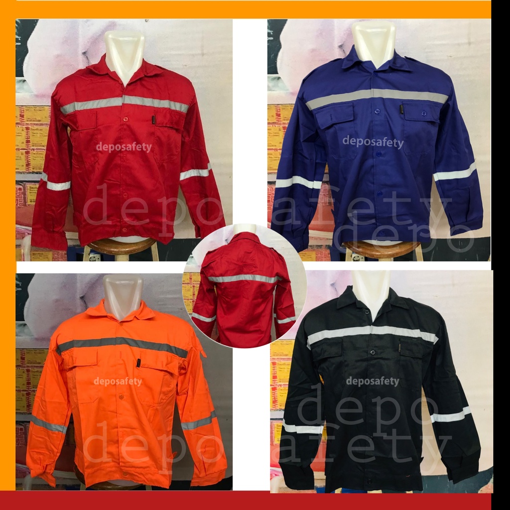 Baju Seragam Safety Lengan Panjang Bahan BERKUALITAS 100% AMERICAN DRILL