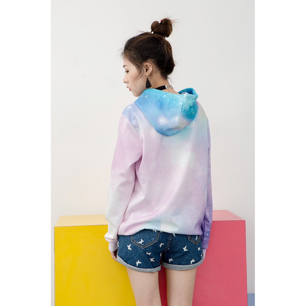 KJA-32 hoodie unisex pria wanita full print high quality import korea jepang katun cotton galaxy