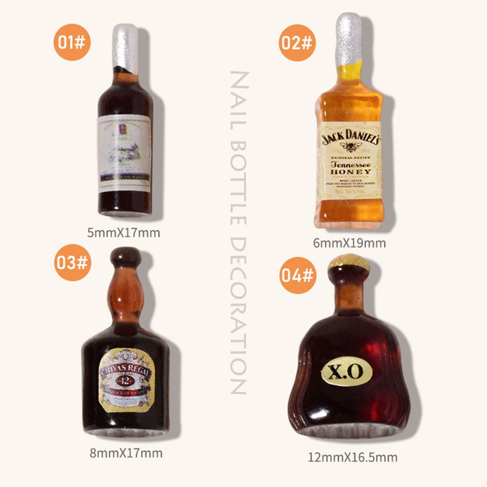 Mxbeauty Ornamen Perhiasan Bentuk Botol Anggur Merah Gaya Retro Untuk Dekorasi Nail Art