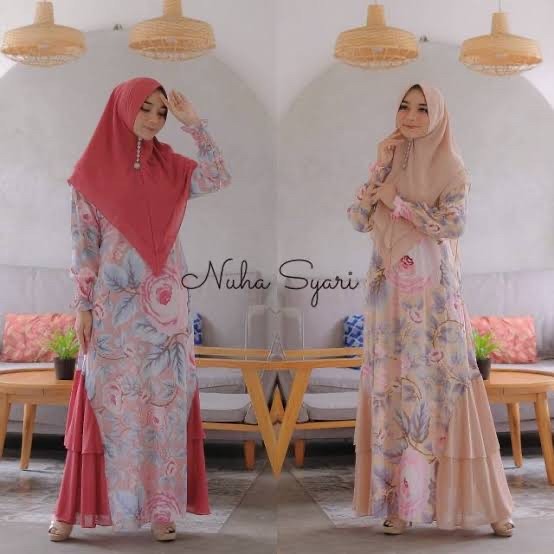 GAMIS SET NUHA BY NAIS SYAR'I/gamis dewasa/pakaian wanita/baju muslim/setelan/khimar/syari/hijab