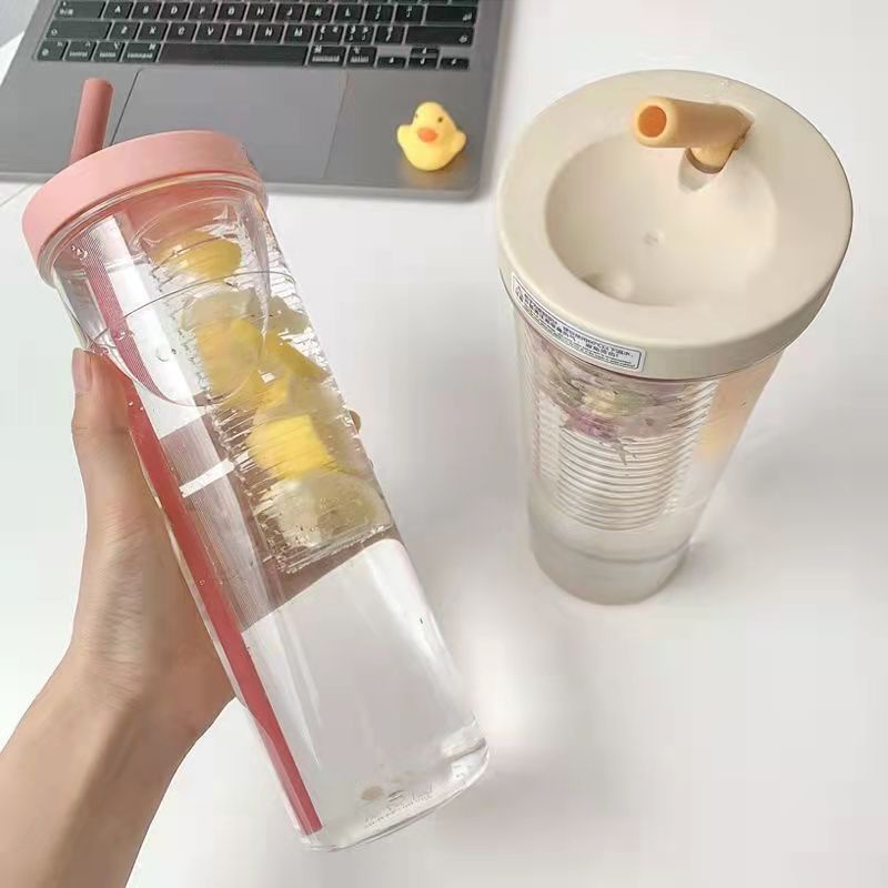 Botol Air Minum 700ML Dengan Sedotan Lipat Portable Untuk Kantor / Outdoor