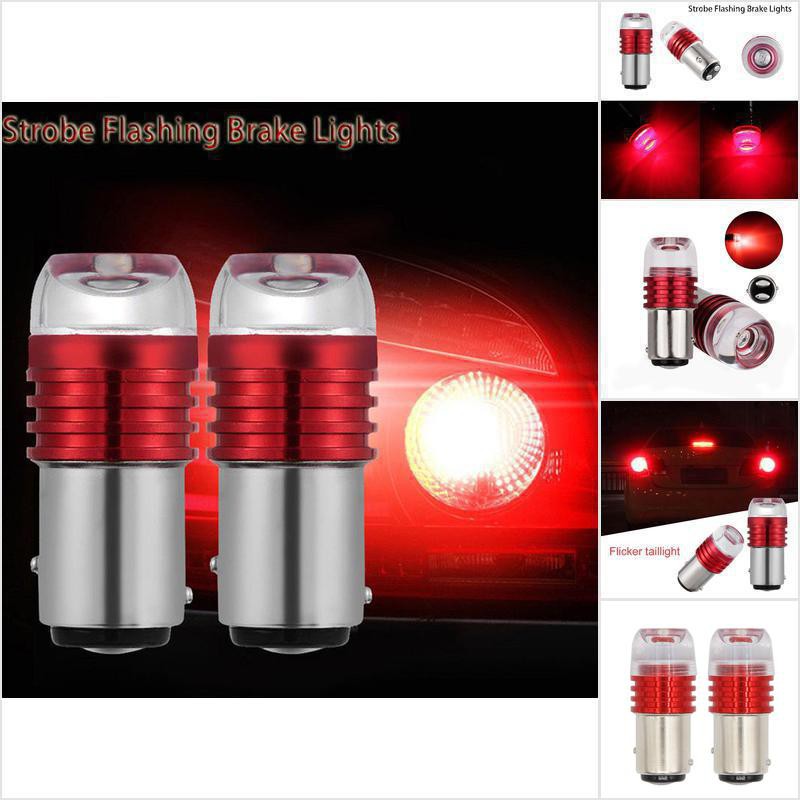 Skid 2pcs Lampu Strobo Led 1157 BAY15D P21 / 5W Warna Merah