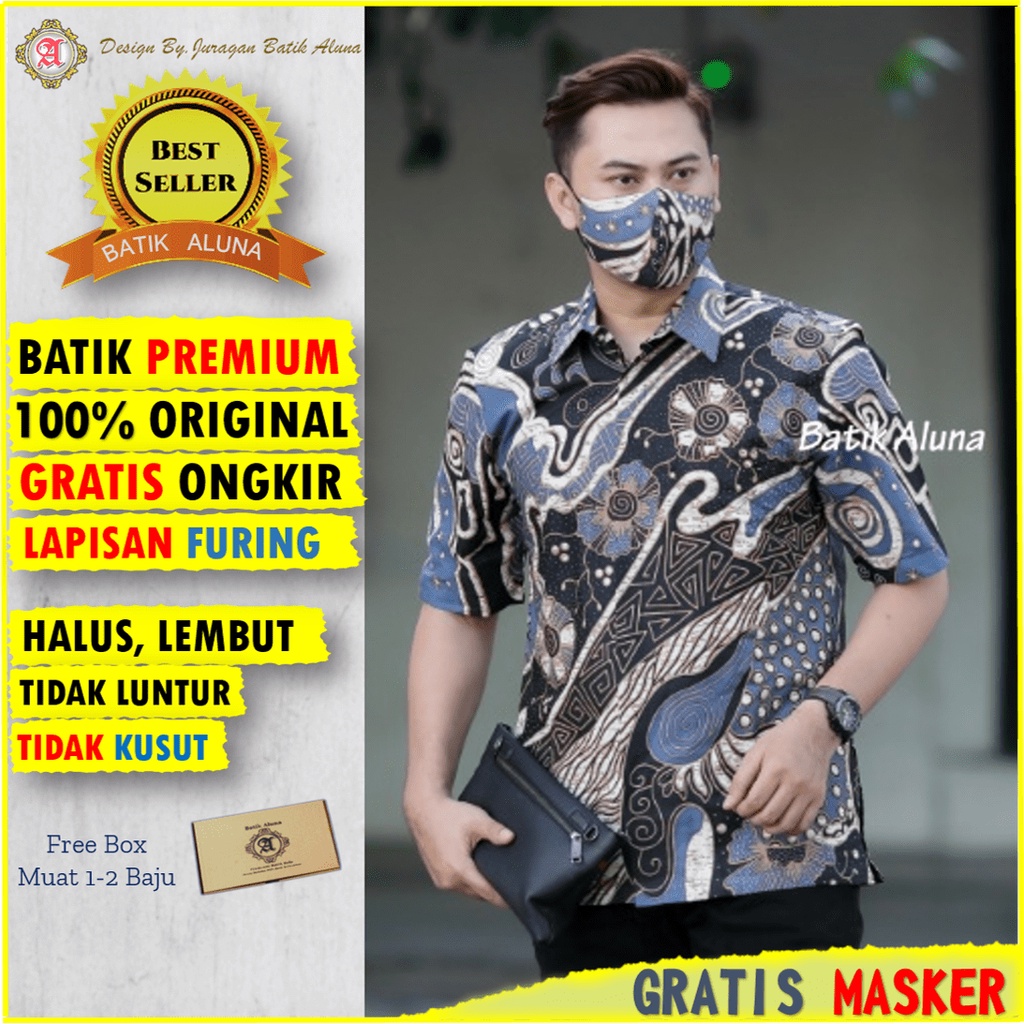 Batik solo Lengan Pendek Pria Modern kemeja Batik Alisan Premium Terbaru Baju Atasan Kantor pria