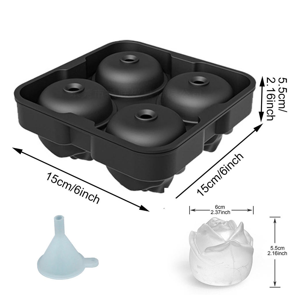 Solighter Bentuk Es Batu Reusable Bars Four-in-one with Lid Cetakan Silikon Ice Cream Ball Maker