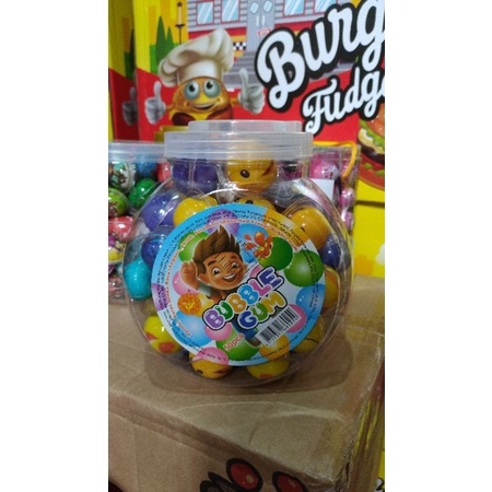 

Bubble gum permen karet bulat karakter isi 50pcs / toples